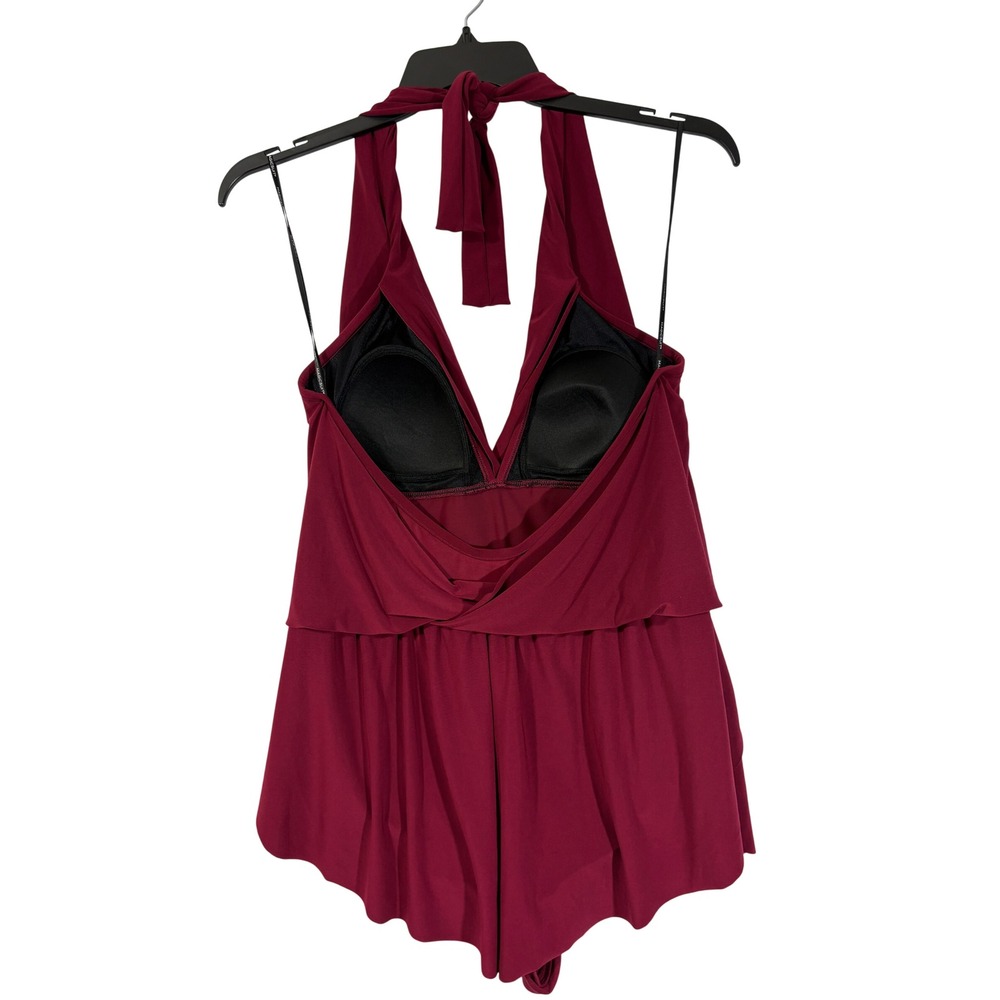Magicsuit Miraclesuit Bianca Burgundy Halter Romper Swimsuit Slimming Control 14 - Picture 6 of 7